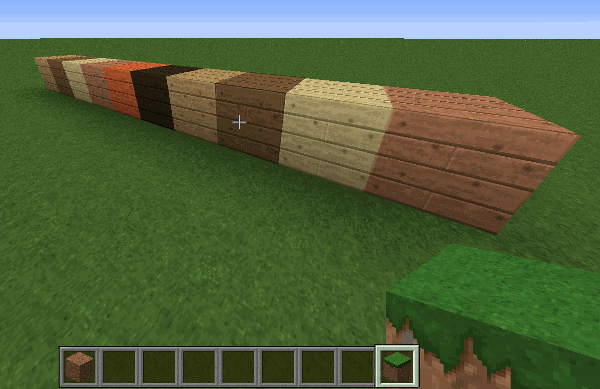 10 blocks line of alternating Wood Plank